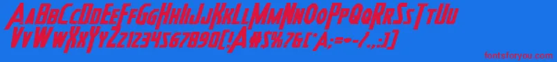 Heroesassembleboldexpandital2 Font – Red Fonts on Blue Background