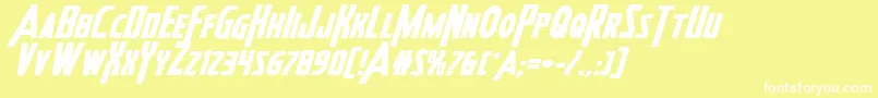 フォントHeroesassembleboldexpandital2 – 黄色い背景に白い文字