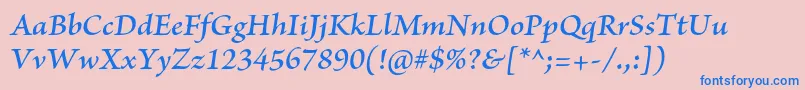 BriosoproSemiboldit Font – Blue Fonts on Pink Background