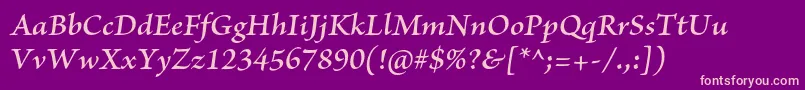 BriosoproSemiboldit Font – Pink Fonts on Purple Background
