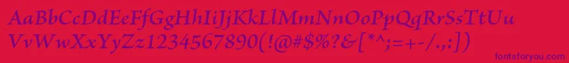 More about BriosoproSemiboldit Font BriosoproSemiboldit Font – Purple Fonts on Red Background
