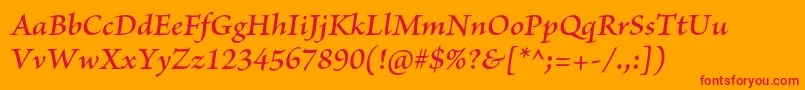 BriosoproSemiboldit Font – Red Fonts on Orange Background