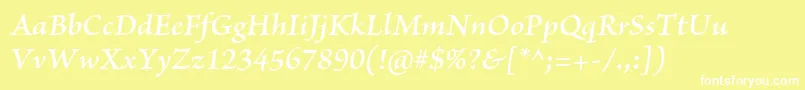 BriosoproSemiboldit Font – White Fonts on Yellow Background