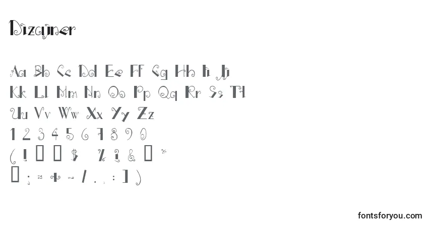 Schriftart Dizajner – Alphabet, Zahlen, spezielle Symbole