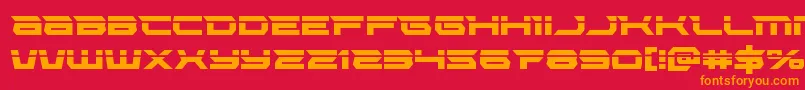 Lethalforcelaser-Schriftart – Orangefarbene Schriften auf rotem Hintergrund