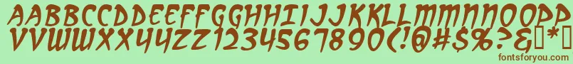 Fonte ArcanumItalic – fontes marrons em um fundo verde