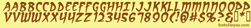 Fonte ArcanumItalic – fontes marrons em um fundo amarelo