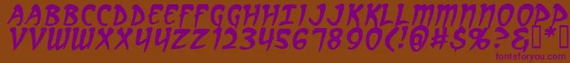 ArcanumItalic-Schriftart – Violette Schriften auf braunem Hintergrund