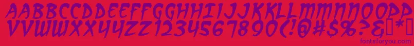 フォントArcanumItalic – 赤い背景に紫のフォント