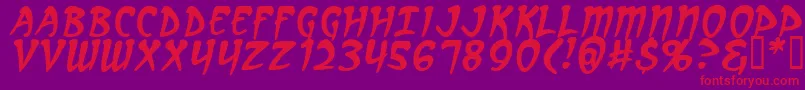 フォントArcanumItalic – 紫の背景に赤い文字