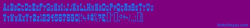 DryGoodsNarrowSm.CapsJl Font – Blue Fonts on Purple Background