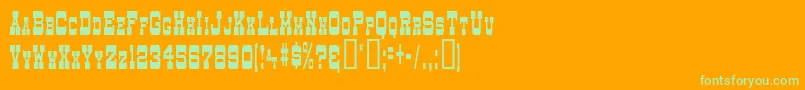 DryGoodsNarrowSm.CapsJl Font – Green Fonts on Orange Background