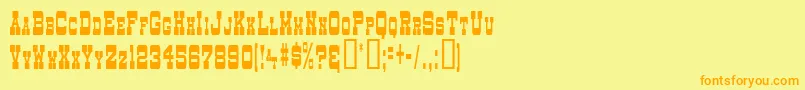 DryGoodsNarrowSm.CapsJl Font – Orange Fonts on Yellow Background