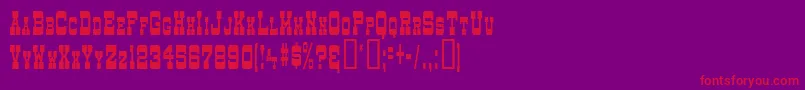 DryGoodsNarrowSm.CapsJl Font – Red Fonts on Purple Background