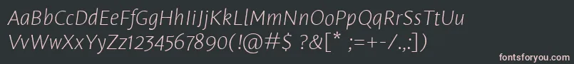 フォントLeksasansproExtralightItalic – 黒い背景にピンクのフォント