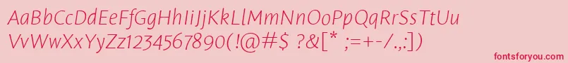Czcionka LeksasansproExtralightItalic – czerwone czcionki na różowym tle