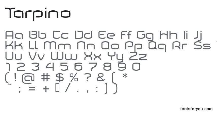 A fonte Tarpino – alfabeto, números, caracteres especiais