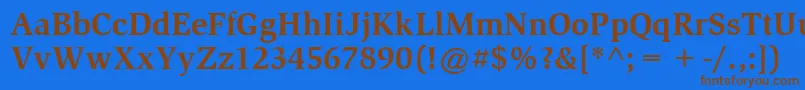 フォントItcSlimbachLtBold – 茶色の文字が青い背景にあります。