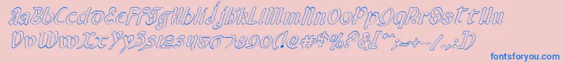 ValeriusOutlineItalic Font – Blue Fonts on Pink Background