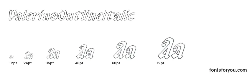 Размеры шрифта ValeriusOutlineItalic