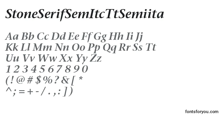 Czcionka StoneSerifSemItcTtSemiita – alfabet, cyfry, specjalne znaki