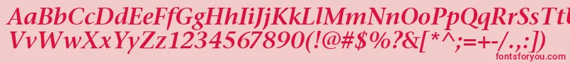 StoneSerifSemItcTtSemiita Font – Red Fonts on Pink Background