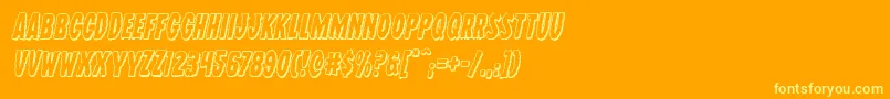 Wolfbrothers3Dital-Schriftart – Gelbe Schriften auf orangefarbenem Hintergrund