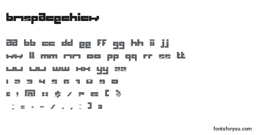 A fonte BnSpaceChick – alfabeto, números, caracteres especiais