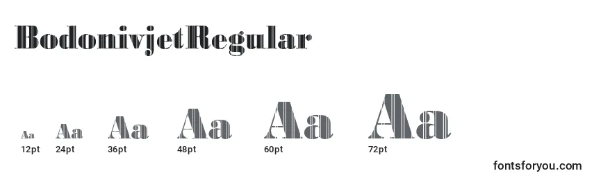 Размеры шрифта BodonivjetRegular