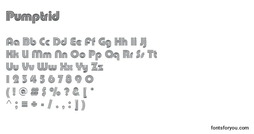 Pumptridフォント–アルファベット、数字、特殊文字