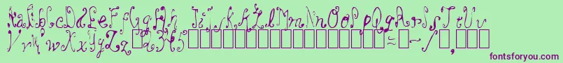 OooLaLa-fontti – violetit fontit vihreällä taustalla