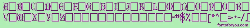 Olderenglishcaps118Regular Font – Purple Fonts on Green Background