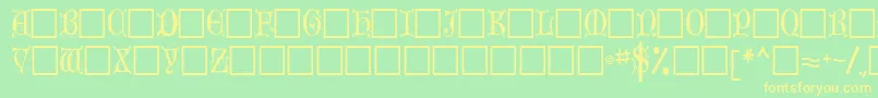 Olderenglishcaps118Regular Font – Yellow Fonts on Green Background