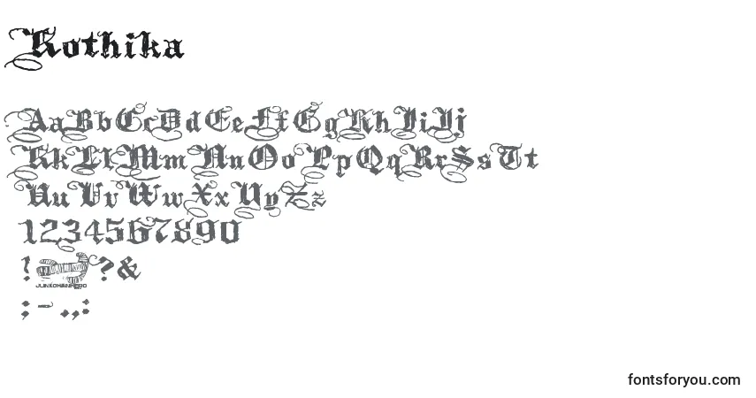 Schriftart Kothika – Alphabet, Zahlen, spezielle Symbole