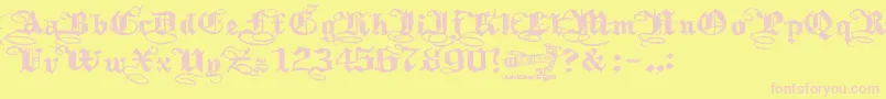 Kothika Font – Pink Fonts on Yellow Background