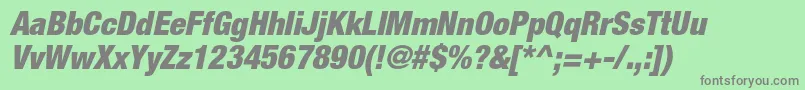 フォントHelveticaneueltstdBlkcno – 緑の背景に灰色の文字