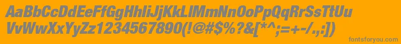 HelveticaneueltstdBlkcno-fontti – harmaat kirjasimet oranssilla taustalla