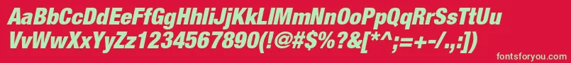 HelveticaneueltstdBlkcno Font – Green Fonts on Red Background