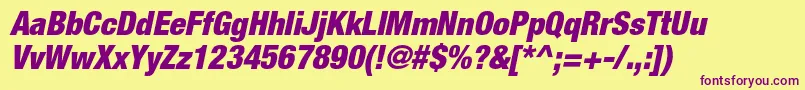 HelveticaneueltstdBlkcno-Schriftart – Violette Schriften auf gelbem Hintergrund