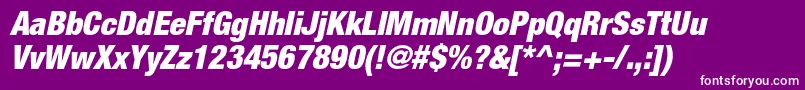 HelveticaneueltstdBlkcno-Schriftart – Weiße Schriften auf violettem Hintergrund