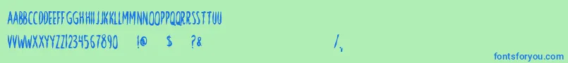 フォントNevermore – 青い文字は緑の背景です。