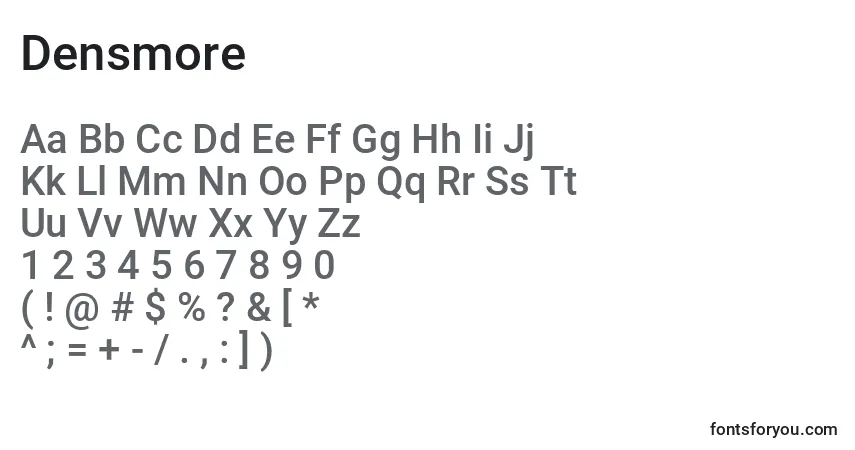 Fuente Densmore - alfabeto, números, caracteres especiales