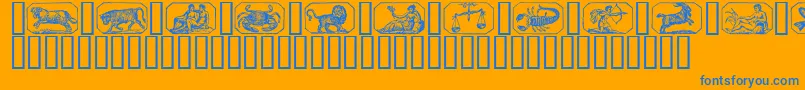 Stjernetegn Font – Blue Fonts on Orange Background