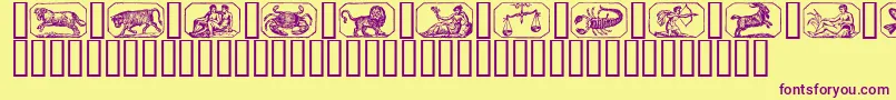 Stjernetegn Font – Purple Fonts on Yellow Background