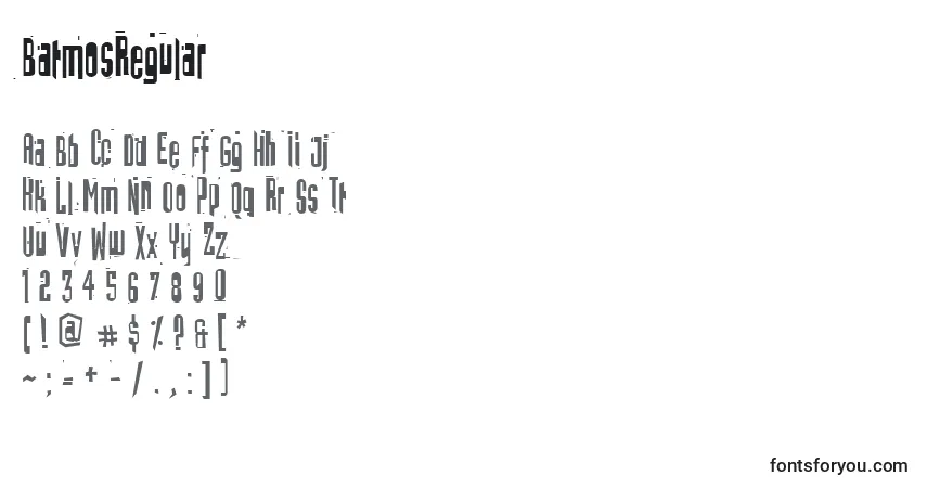 Czcionka BatmosRegular – alfabet, cyfry, specjalne znaki