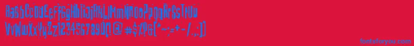 BatmosRegular-Schriftart – Blaue Schriften auf rotem Hintergrund