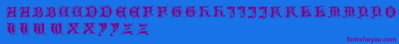 Tosca-Schriftart – Violette Schriften auf blauem Hintergrund