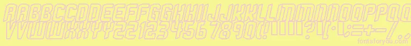 フォントStrangephenomena Outlined – ピンクのフォント、黄色の背景