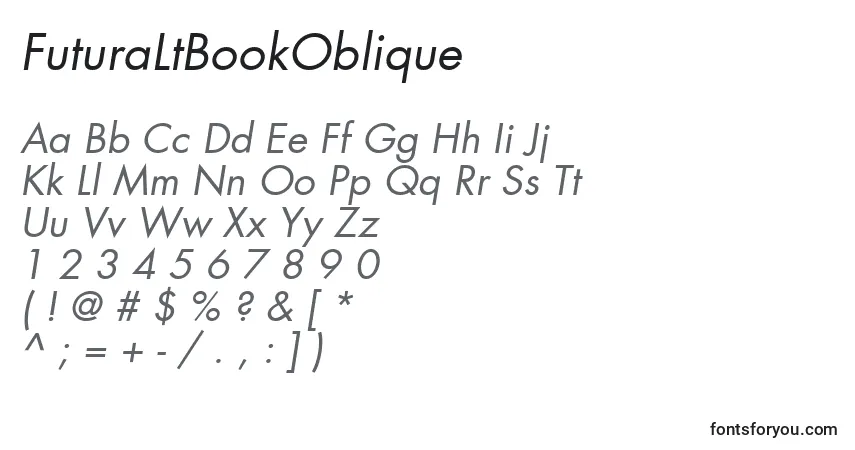 Czcionka FuturaLtBookOblique – alfabet, cyfry, specjalne znaki