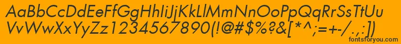 FuturaLtBookOblique-Schriftart – Schwarze Schriften auf orangefarbenem Hintergrund